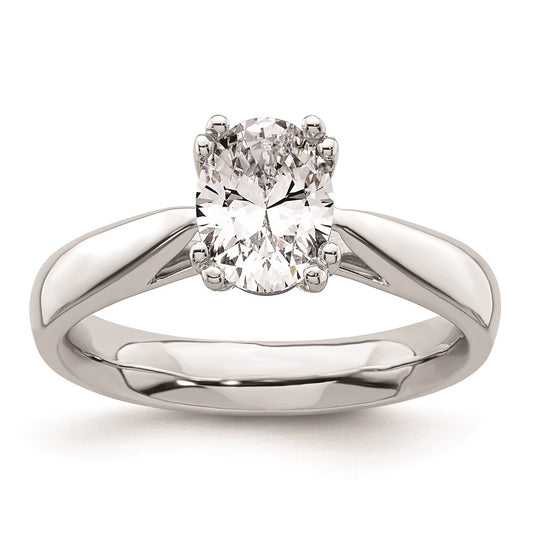1.50ct. CZ Solid Real 14K White Gold Oval Solitaire Engagement Ring Polished Engagement Ring