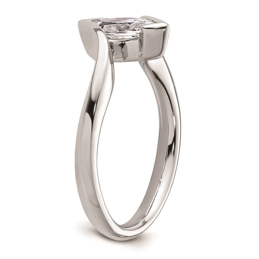 0.50ct. CZ Solid Real 14k White Gold Marquise Bezel Solitaire Engagement Ring