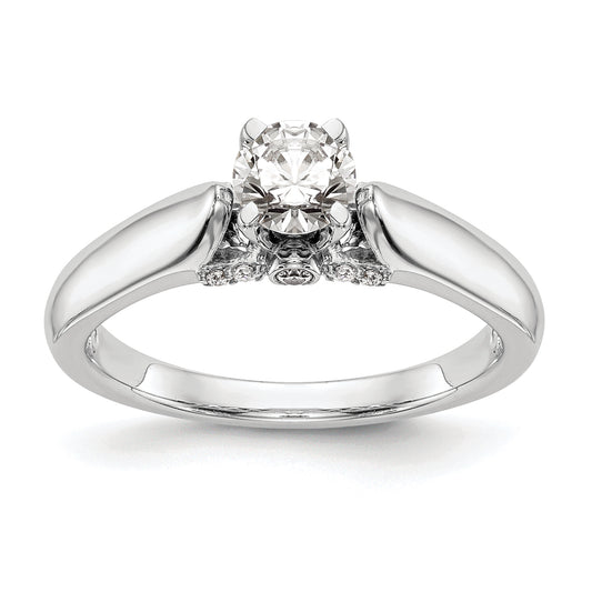 0.07ct. CZ Solid Real 14K White Gold Peg Set Engagement Ring