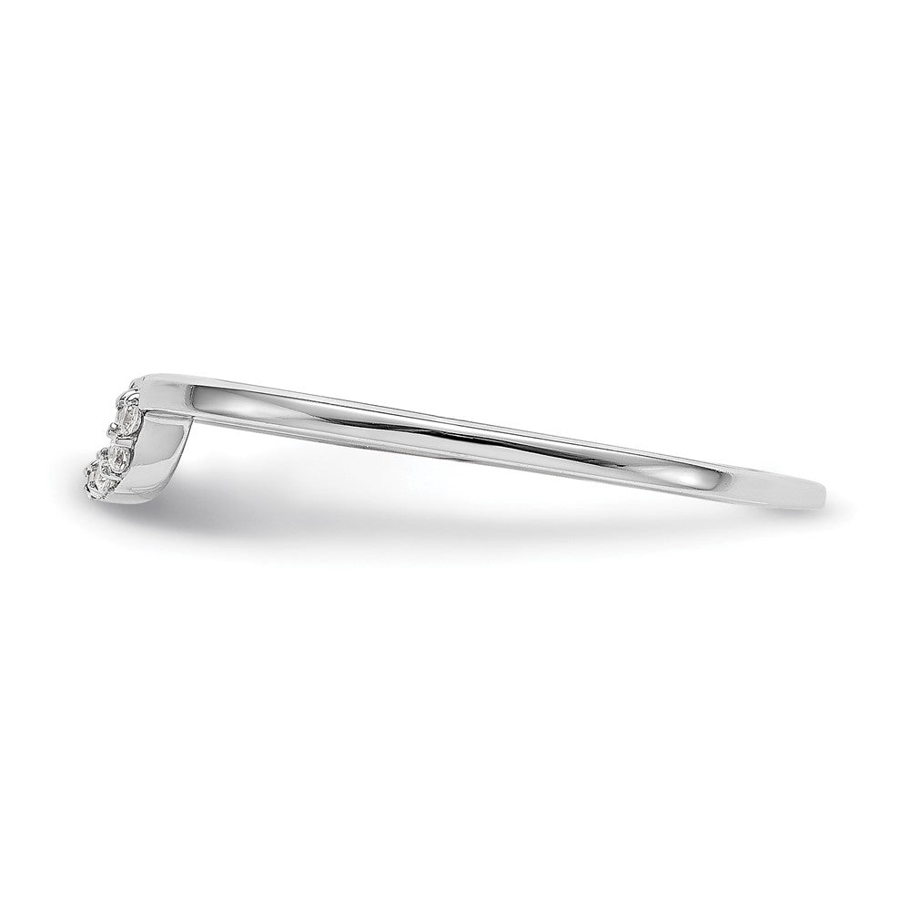 0.05ct. CZ Solid Real 14k White Gold Contour Wedding Band Ring