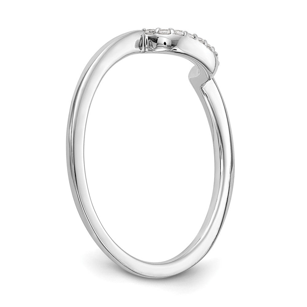 0.05ct. CZ Solid Real 14k White Gold Contour Wedding Band Ring