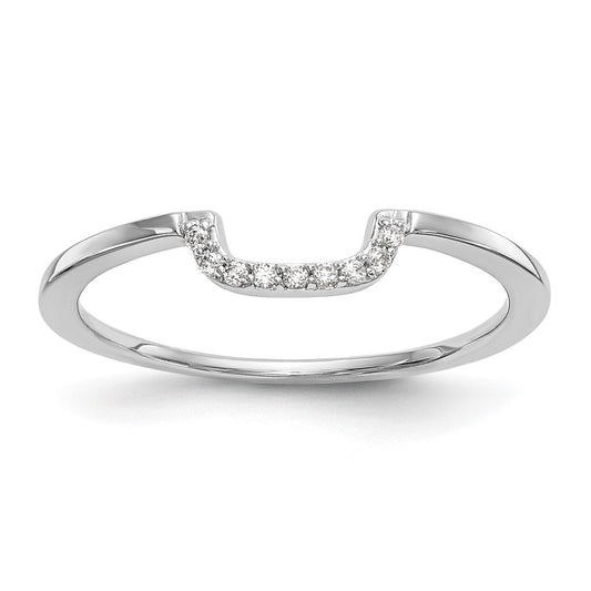 0.05ct. CZ Solid Real 14k White Gold Contour Wedding Band Ring