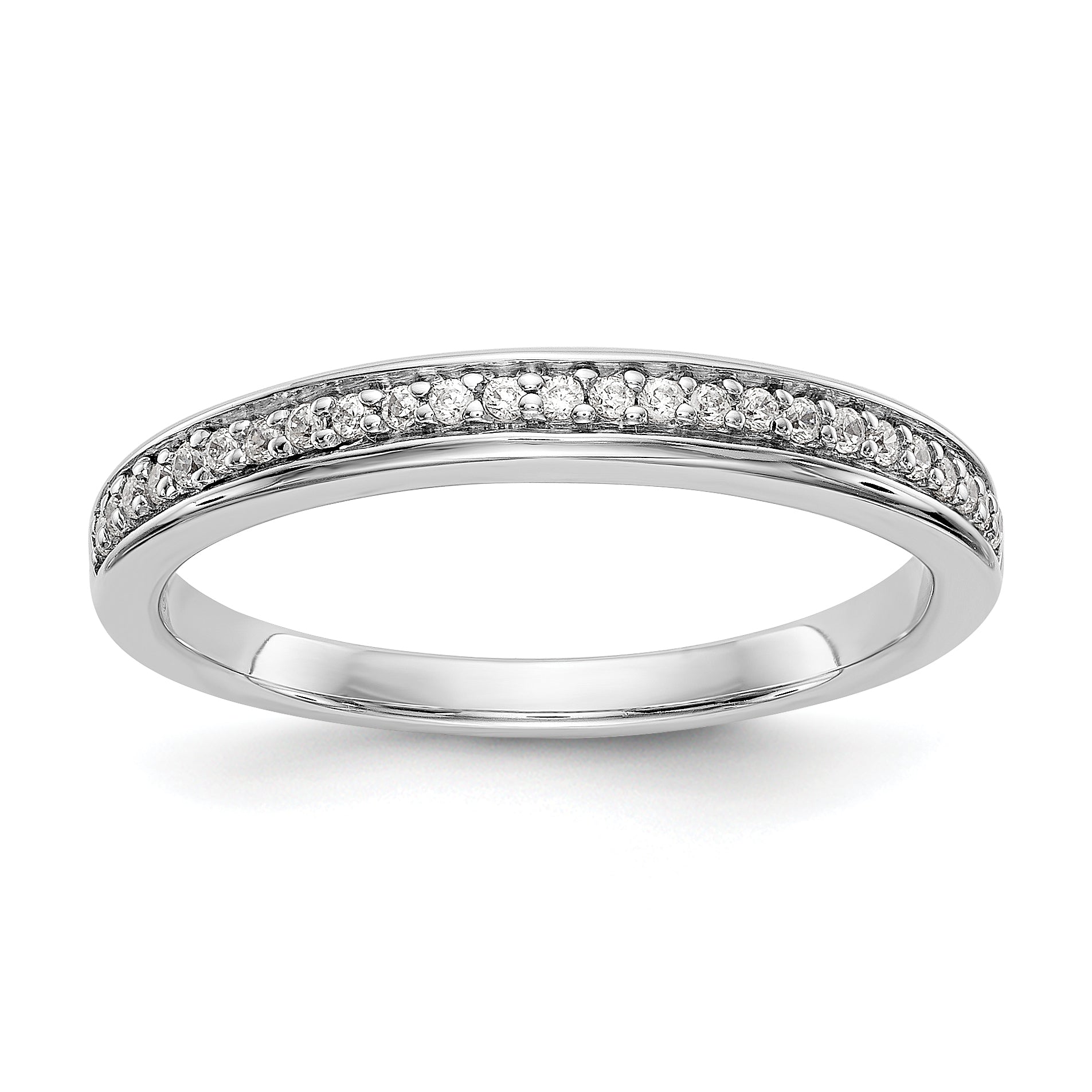 0.12ct. CZ Solid Real 14K White Gold Wedding Wedding Band Ring