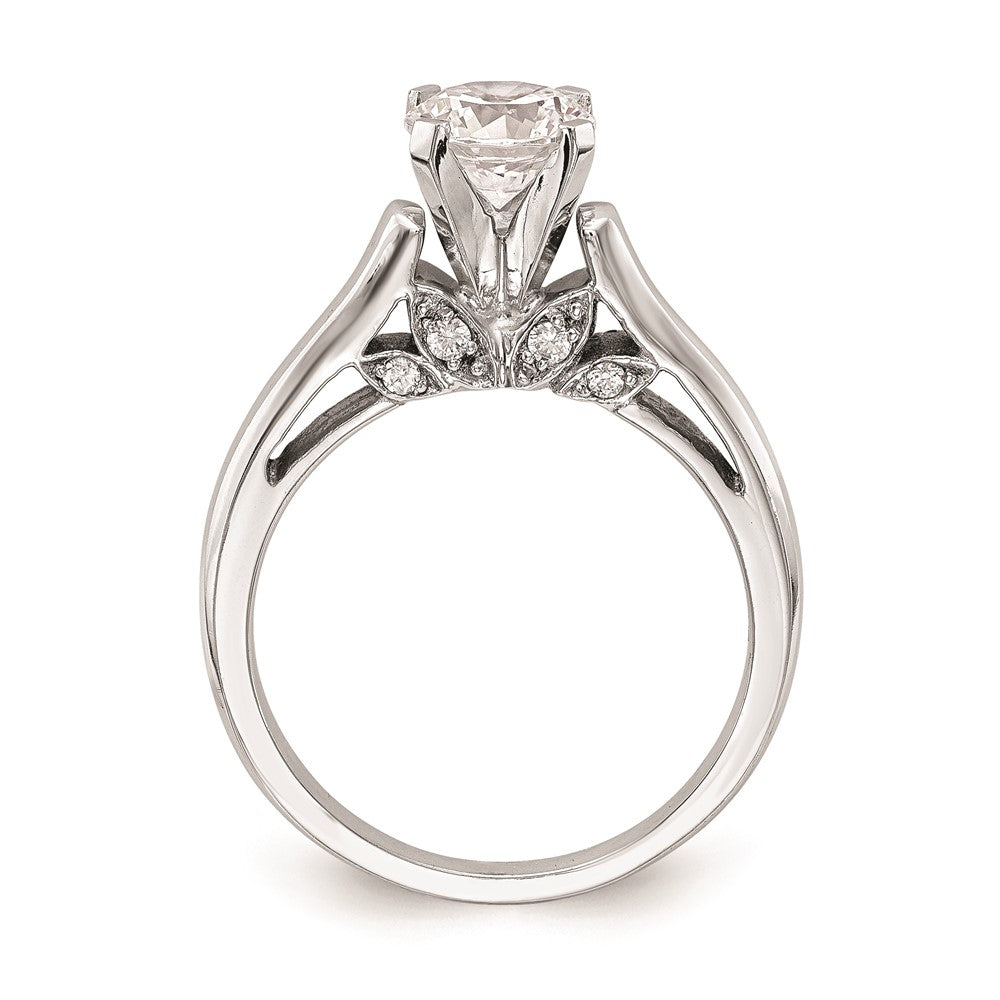 0.10ct. CZ Solid Real 14K White Gold Peg Set Solitaire Engagement Ring Engagement Ring