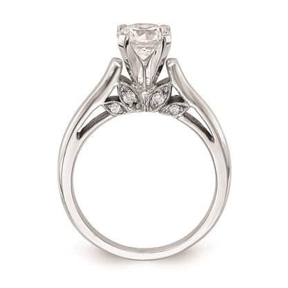0.10ct. CZ Solid Real 14K White Gold Peg Set Solitaire Engagement Ring Engagement Ring