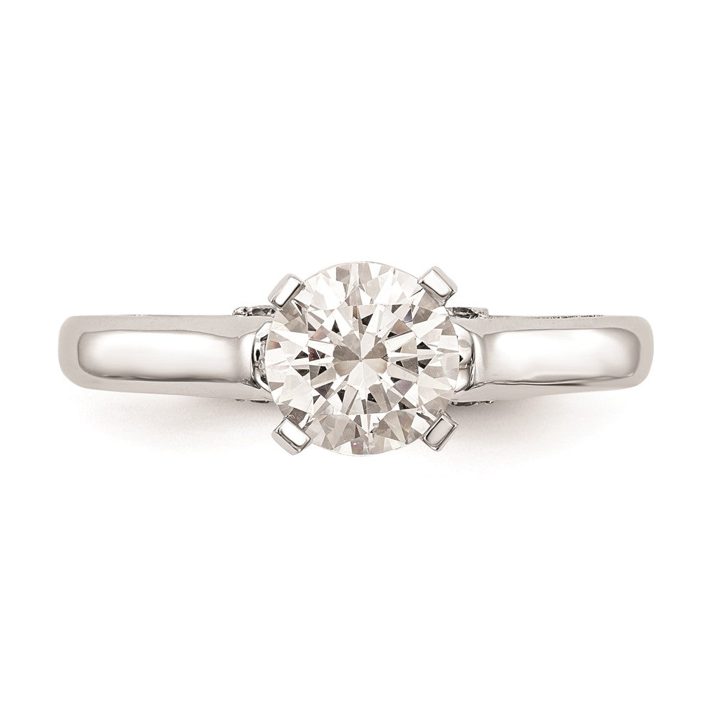 0.10ct. CZ Solid Real 14K White Gold Peg Set Solitaire Engagement Ring Engagement Ring