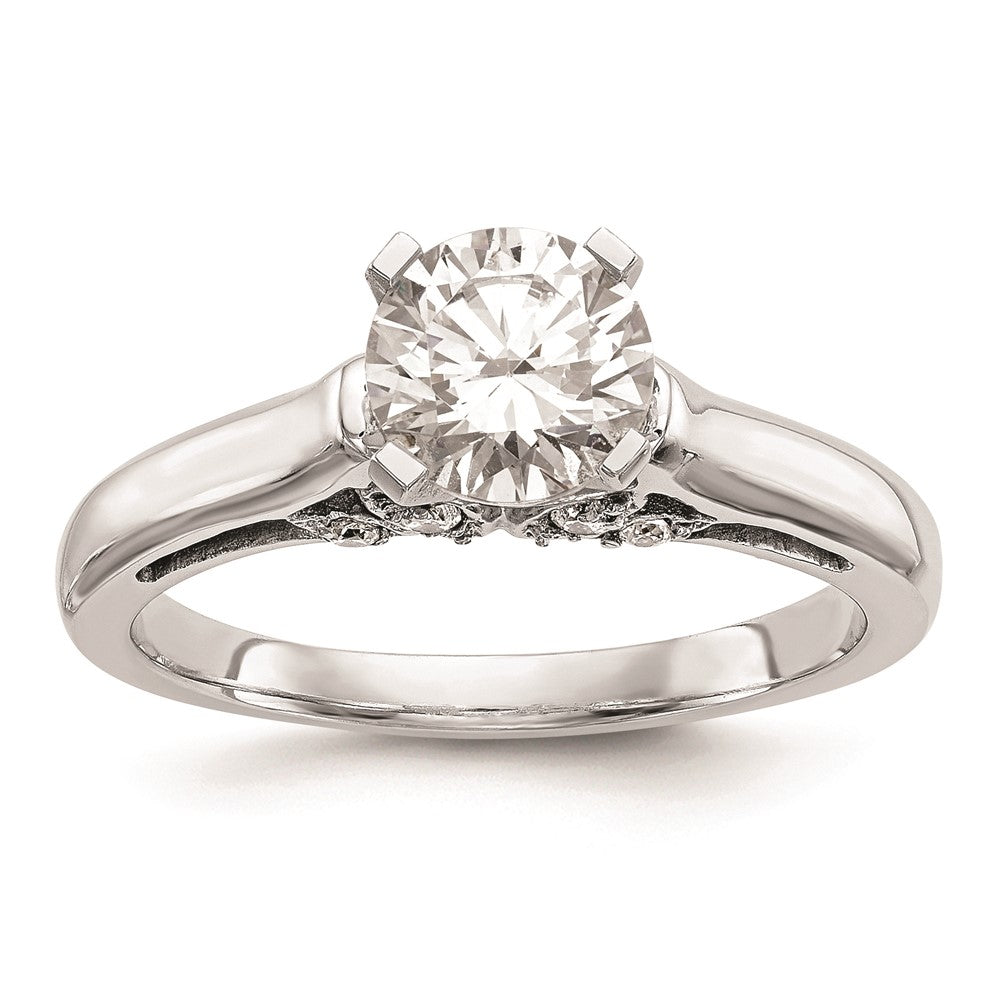 0.10ct. CZ Solid Real 14K White Gold Peg Set Solitaire Engagement Ring Engagement Ring