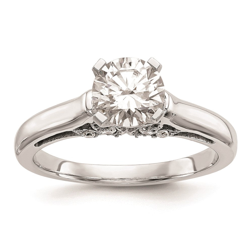 0.10ct. CZ Solid Real 14K White Gold Peg Set Solitaire Engagement Ring