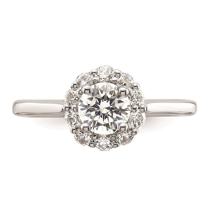 0.75ct. CZ Solid Real 14K White Gold Round Halo Engagement Ring