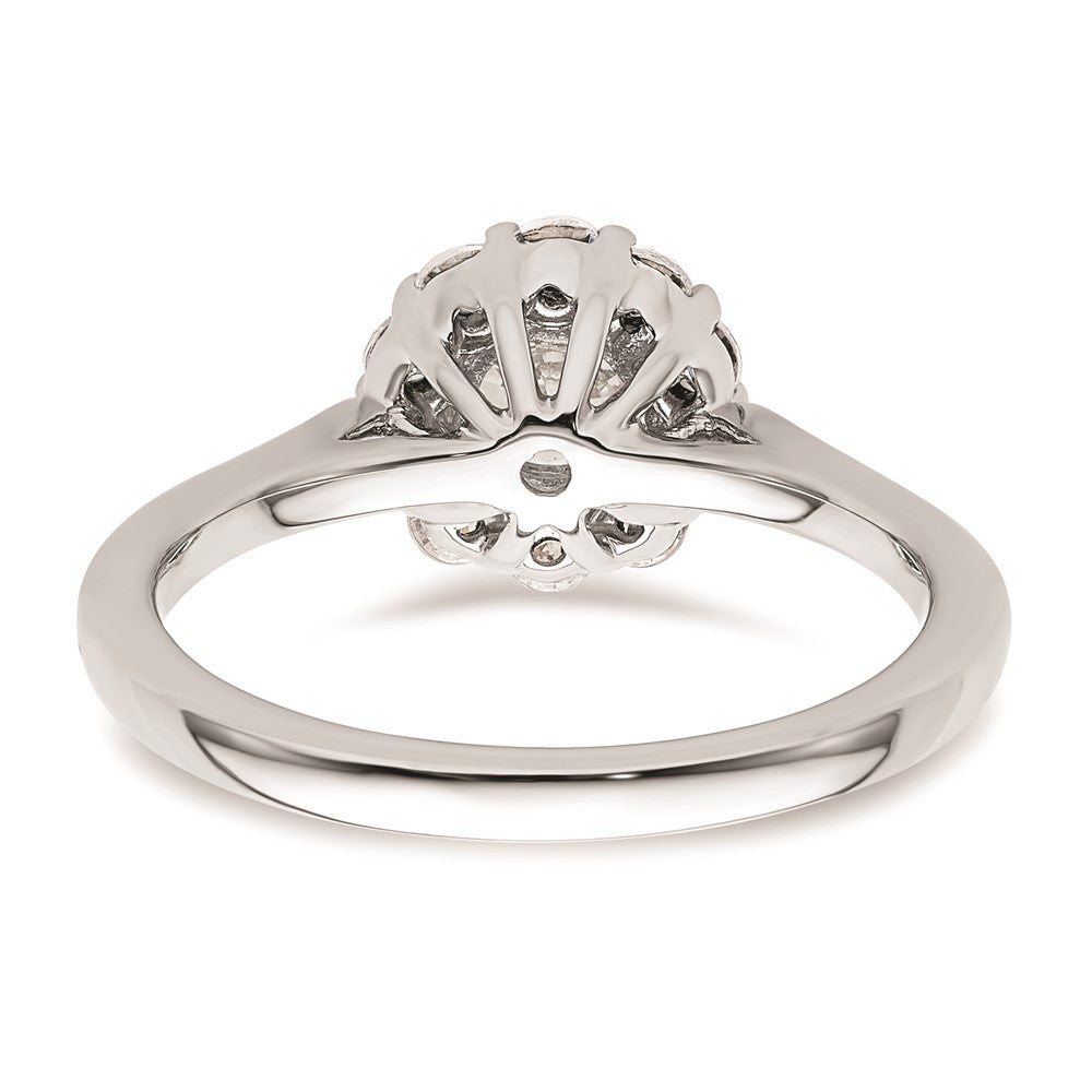 0.75ct. CZ Solid Real 14K White Gold Round Halo Engagement Ring
