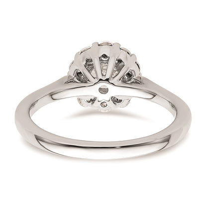 0.75ct. CZ Solid Real 14K White Gold Round Halo Engagement Ring
