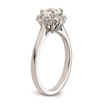 0.75ct. CZ Solid Real 14K White Gold Round Halo Engagement Ring