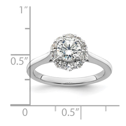 0.75ct. CZ Solid Real 14K White Gold Round Halo Engagement Ring