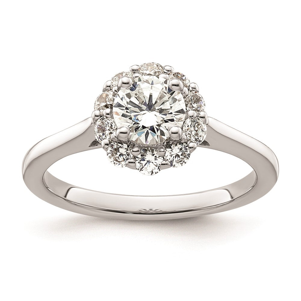 0.75ct. CZ Solid Real 14K White Gold Round Halo Engagement Ring