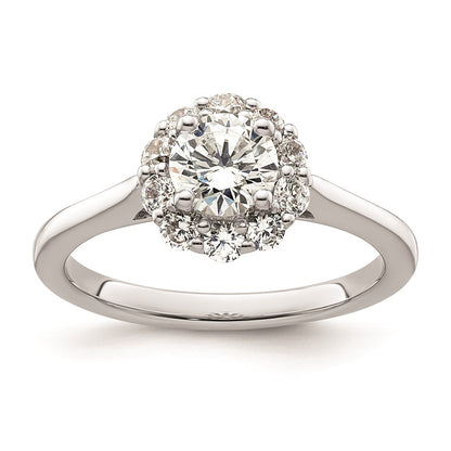 0.75ct. CZ Solid Real 14K White Gold Round Halo Engagement Ring