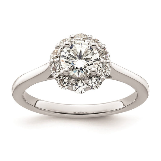 0.75ct. CZ Solid Real 14K White Gold Round Halo Engagement Ring