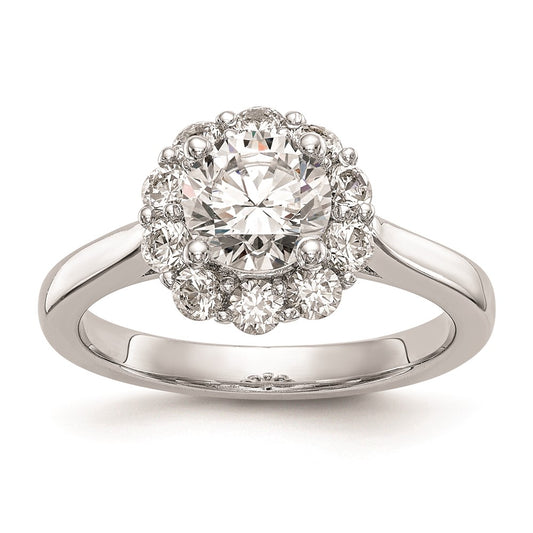 1.00ct. CZ Solid Real 14K White Gold Round Halo Engagement Ring