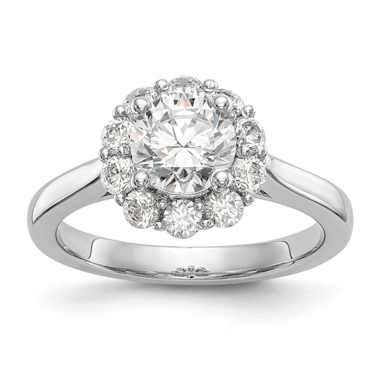 1.00ct. CZ Solid Real 14K White Gold Round Halo Engagement Ring
