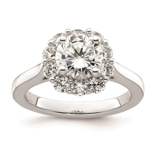1.50ct. CZ Solid Real 14K White Gold Round Halo Engagement Ring