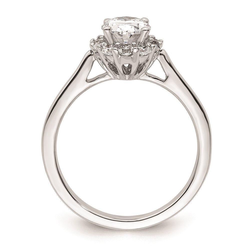0.75ct. CZ Solid Real 14K White Gold Oval Halo Engagement Ring