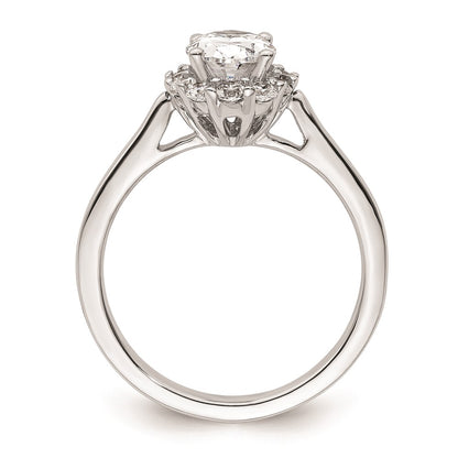 0.75ct. CZ Solid Real 14K White Gold Oval Halo Engagement Ring