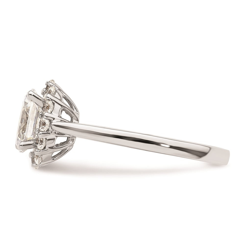 0.75ct. CZ Solid Real 14K White Gold Oval Halo Engagement Ring
