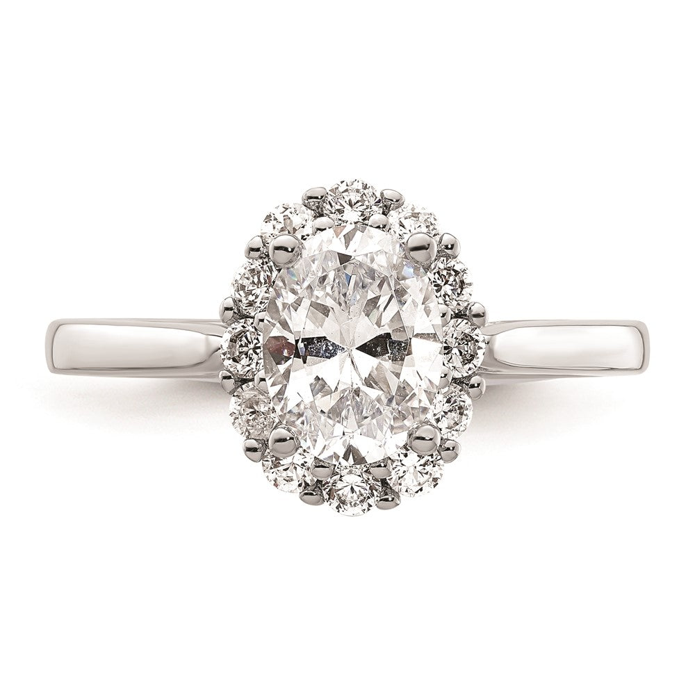 0.75ct. CZ Solid Real 14K White Gold Oval Halo Engagement Ring
