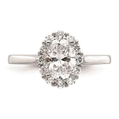 0.75ct. CZ Solid Real 14K White Gold Oval Halo Engagement Ring