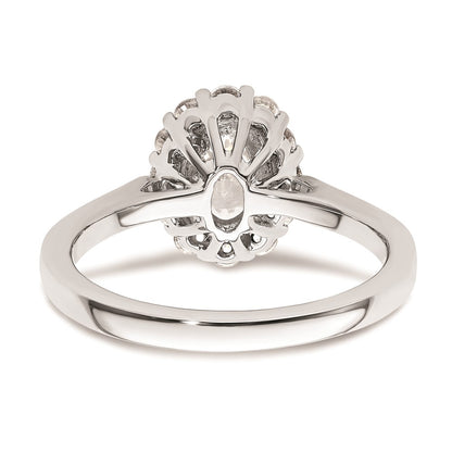 0.75ct. CZ Solid Real 14K White Gold Oval Halo Engagement Ring