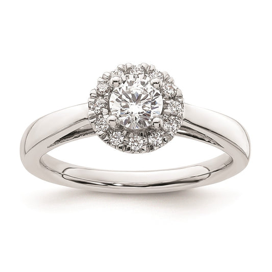 0.33ct. CZ Solid Real 14K White Gold Round Halo Engagement Ring