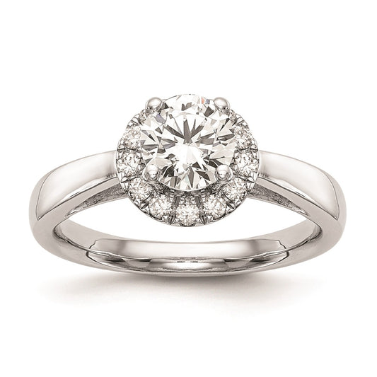 1.00ct. CZ Solid Real 14K White Gold Round Halo Engagement Ring