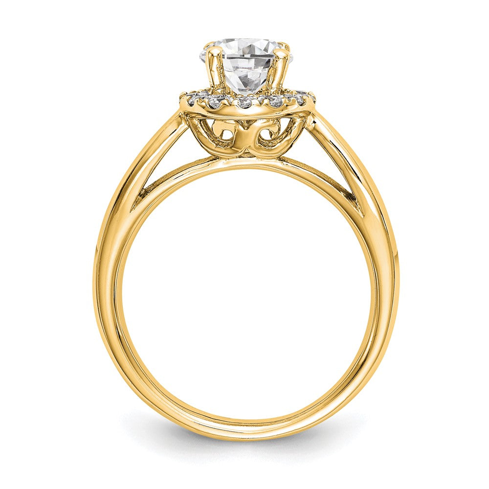 1.00ct. CZ Solid Real 14K Yellow Gold Round Halo Engagement Ring