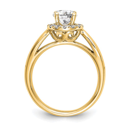 1.00ct. CZ Solid Real 14K Yellow Gold Round Halo Engagement Ring