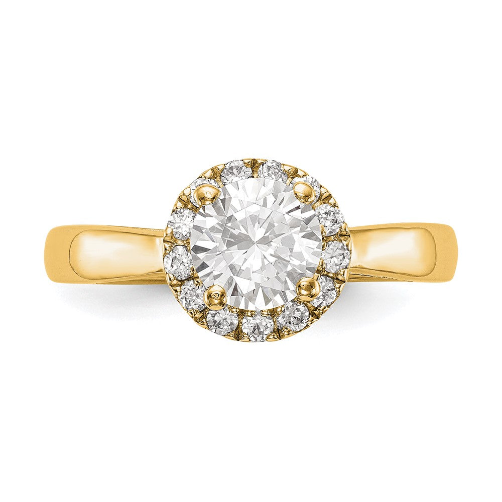 1.00ct. CZ Solid Real 14K Yellow Gold Round Halo Engagement Ring