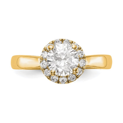 1.00ct. CZ Solid Real 14K Yellow Gold Round Halo Engagement Ring
