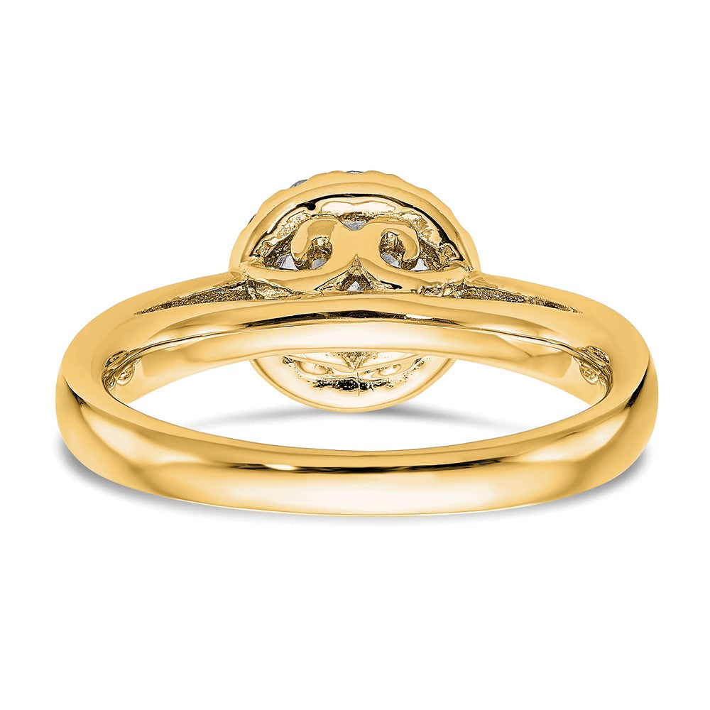 1.00ct. CZ Solid Real 14K Yellow Gold Round Halo Engagement Ring