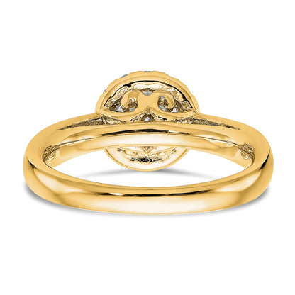 1.00ct. CZ Solid Real 14K Yellow Gold Round Halo Engagement Ring