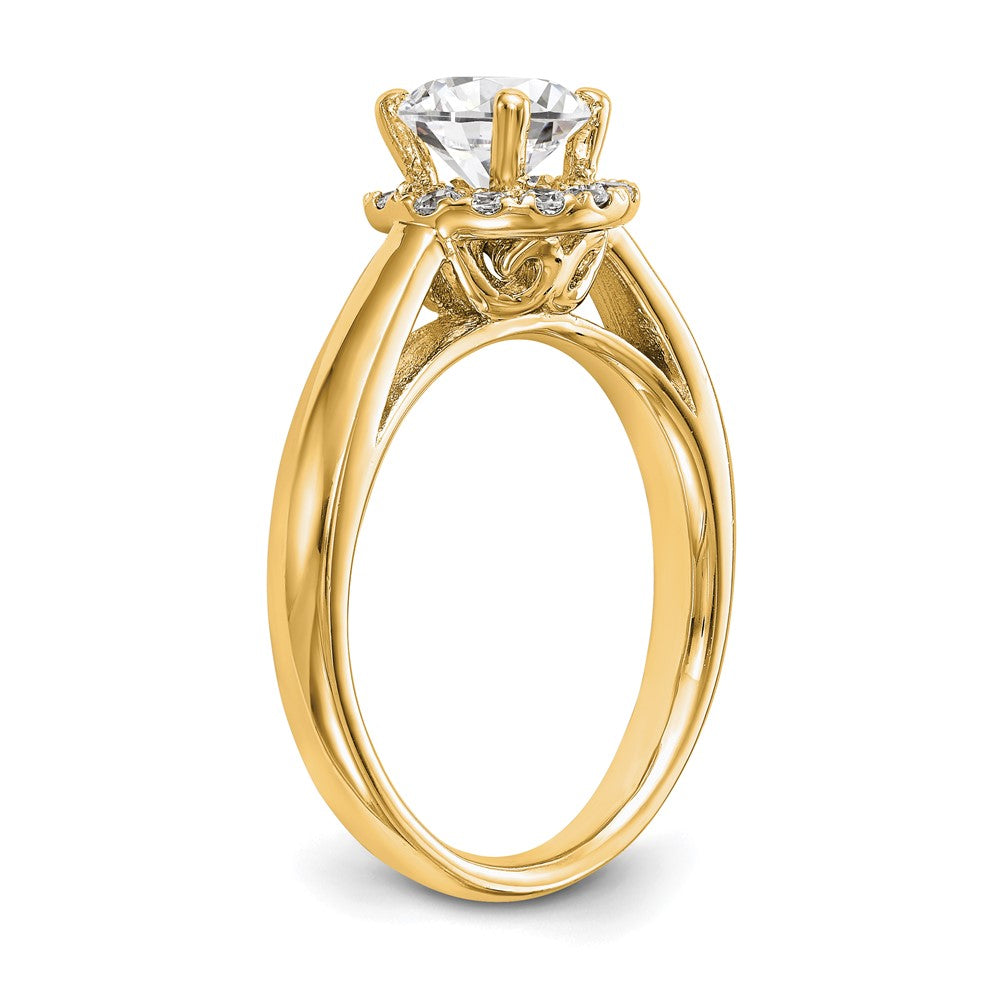 1.00ct. CZ Solid Real 14K Yellow Gold Round Halo Engagement Ring