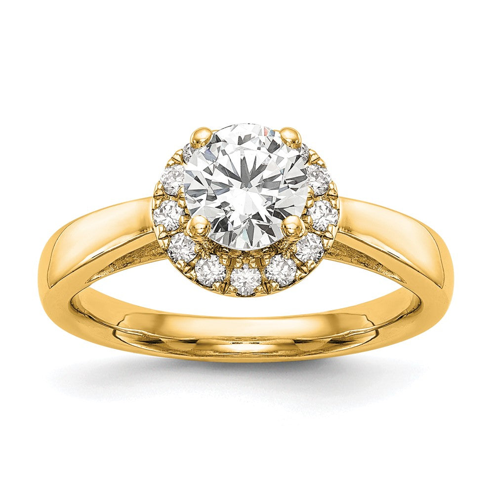 1.00ct. CZ Solid Real 14K Yellow Gold Round Halo Engagement Ring
