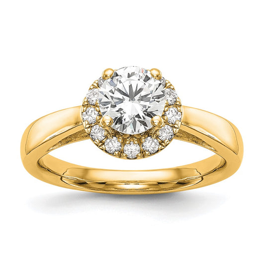 1.00ct. CZ Solid Real 14K Yellow Gold Round Halo Engagement Ring