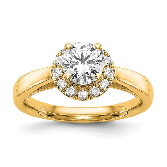 1.00ct. CZ Solid Real 14K Yellow Gold Round Halo Engagement Ring