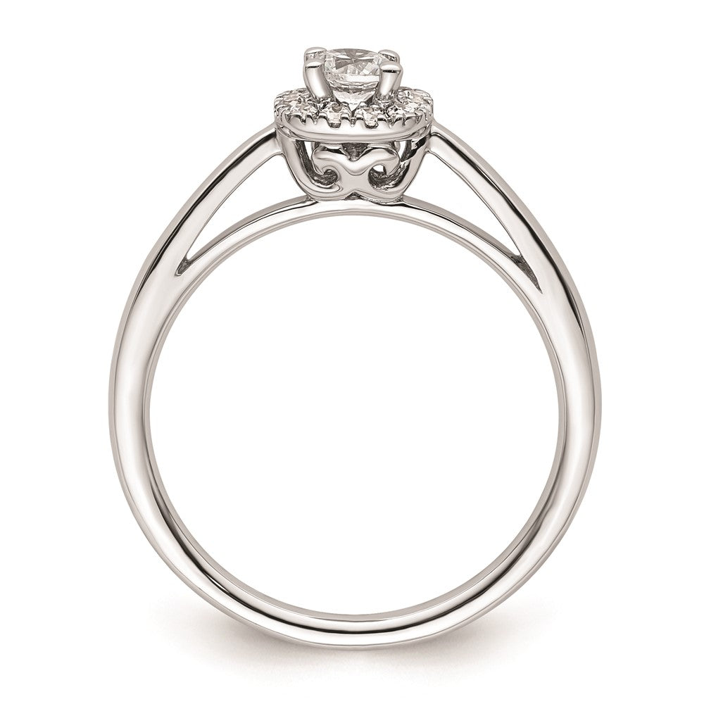 0.20ct. CZ Solid Real 14K White Gold Round Halo Engagement Ring