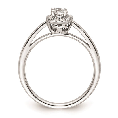 0.20ct. CZ Solid Real 14K White Gold Round Halo Engagement Ring