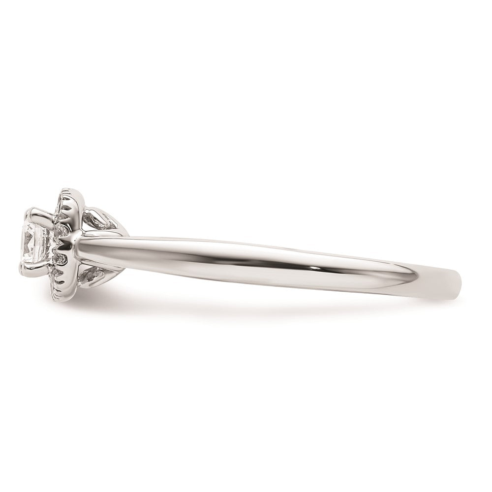 0.20ct. CZ Solid Real 14K White Gold Round Halo Engagement Ring