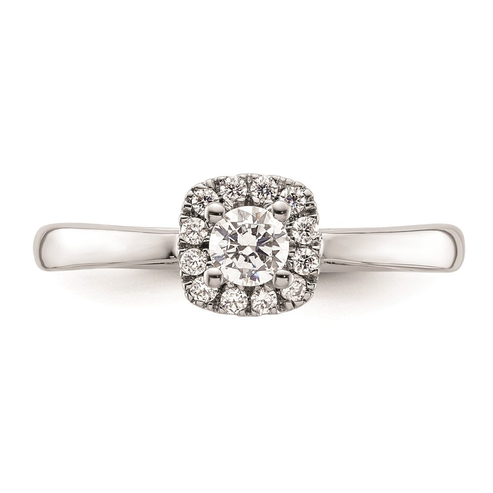 0.20ct. CZ Solid Real 14K White Gold Round Halo Engagement Ring