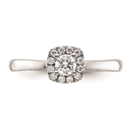 0.20ct. CZ Solid Real 14K White Gold Round Halo Engagement Ring