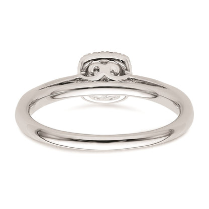 0.20ct. CZ Solid Real 14K White Gold Round Halo Engagement Ring