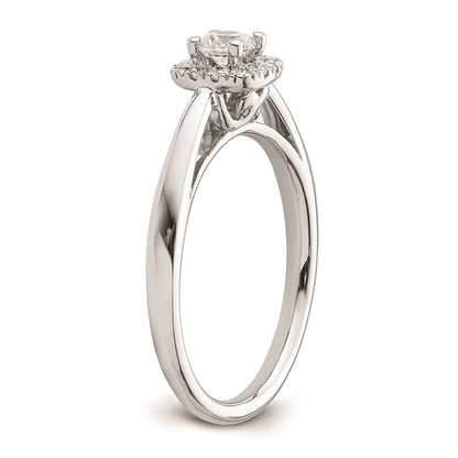0.20ct. CZ Solid Real 14K White Gold Round Halo Engagement Ring