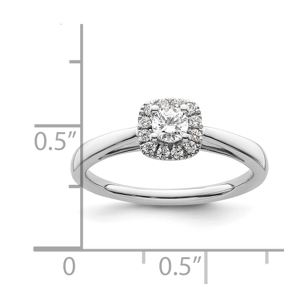 0.20ct. CZ Solid Real 14K White Gold Round Halo Engagement Ring