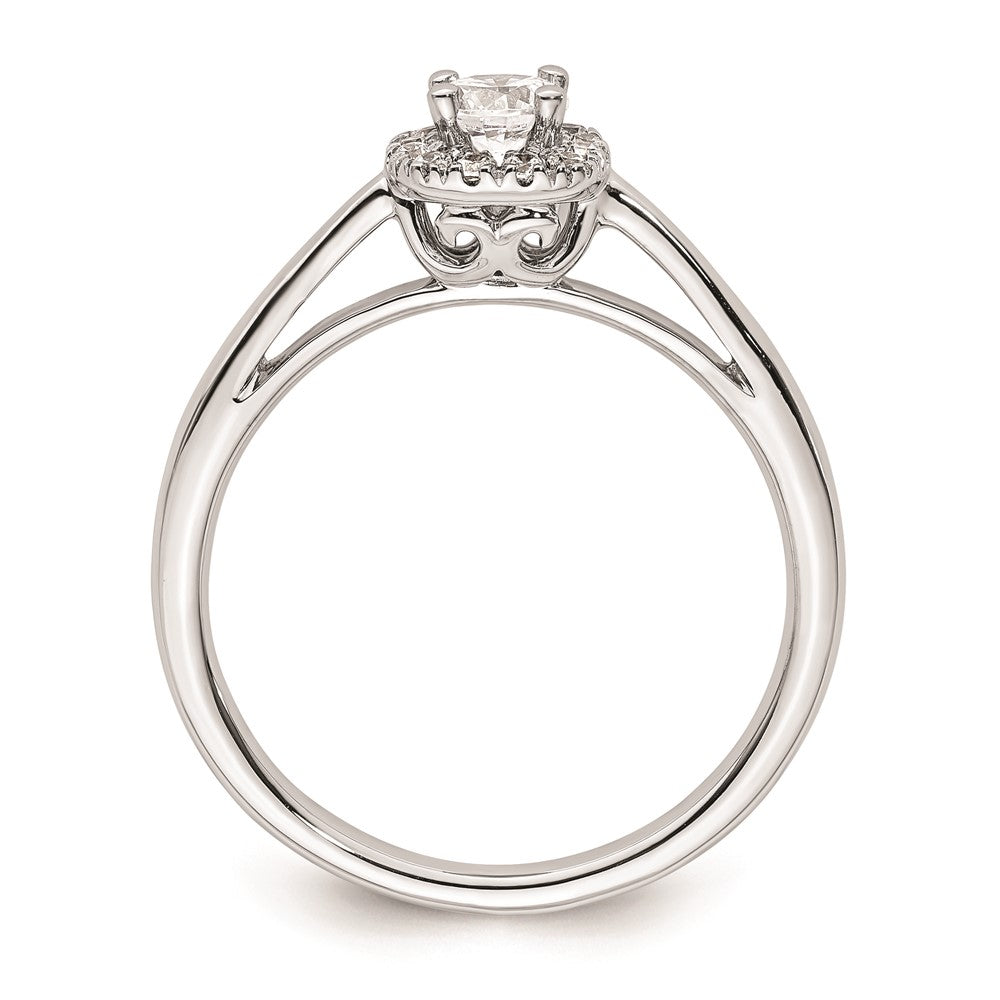 0.25ct. CZ Solid Real 14K White Gold Round Halo Engagement Ring